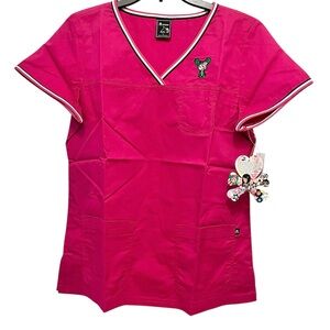 Tokidoki x Koi by Kathy Peterson Lipstick Pink Nicole Scrub Top with Sandy